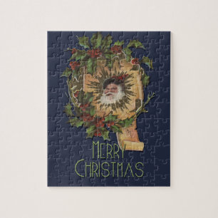 Puzzle Vintage Père Noël Antique Holly Christmas