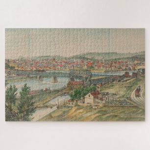 Puzzle Vintage Pictorial Map of Easton PA (1862)