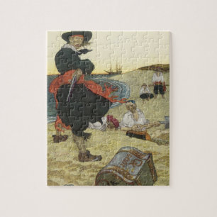 Puzzle Vintage Pirates, William Kidd Burning Treasure