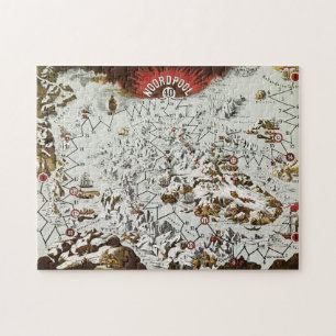 Puzzle Vintage Pôle Nord Ancien Monde Carte Antique