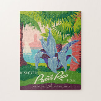 Puzzle Vintage Porto Rico Travel Art Illustration