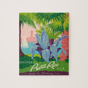 Puzzle Vintage Porto Rico Travel Art Illustration