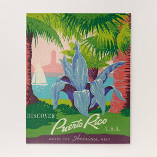 Puzzle Vintage Puerto Rico Travel Art Ilustration