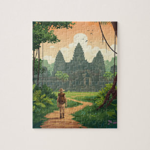 Puzzle Vintage Retro Angkor Wat Cambodge