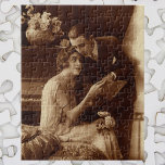 Puzzle Vintage Romantic Music, Love and Romance Lovers<br><div class="desc">Vintage sepia old fashioned photograph featuring a love and romance image with a newlywed couple reading sheet music together next to a piano.</div>