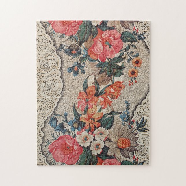 Puzzle Vintage rouge orange blanc motif (Vertical)