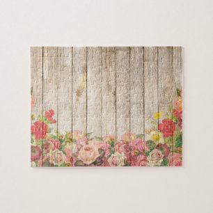 Puzzle Vintage Russe Romantique Rose Bois