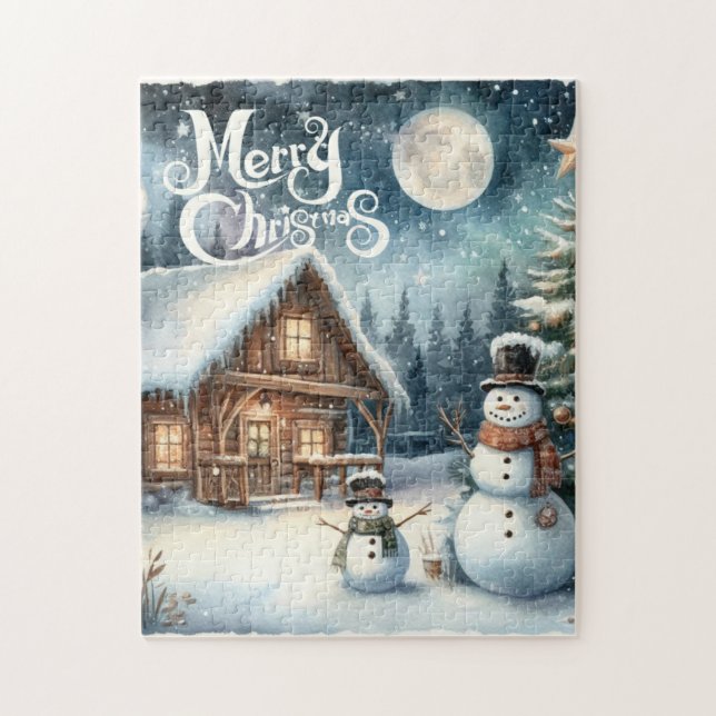 Puzzle Vintage/Russe/Snowman/Noël (Vertical)