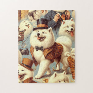 Puzzle Vintage Samoyed Chien Peinture sans joint