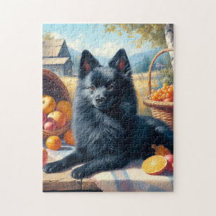 Puzzle Vintage Schipperke Peinture de chiot