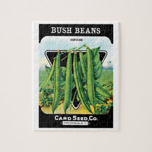 Puzzle Vintage Seed Packet Étiquette Art, Bush Bean Légum