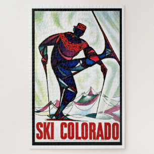 Puzzle Vintage Ski du Colorado Man Skiing Travel