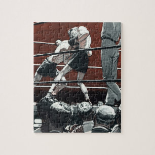 Puzzle Vintage Sports Boxing, Boxers Fight in the Ring