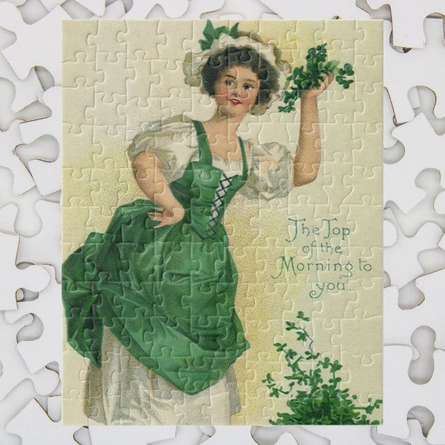 Puzzle Vintage St. Patrick's Day Lass, Shamrock chanceux (Créateur téléchargé)
