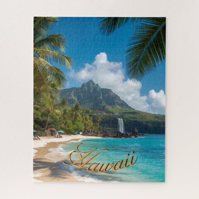 Puzzle Vintage Style Hawaiian Blue Sea Palms Sky Travel (Vertical)