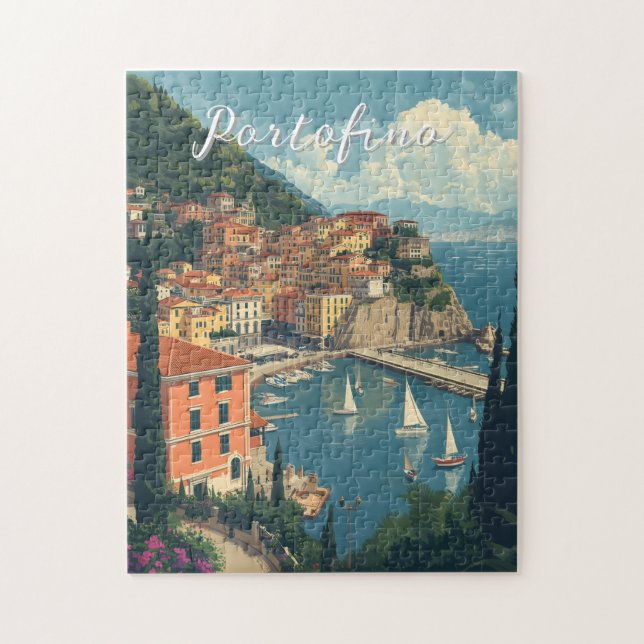 Puzzle Vintage Style Portofino Genova Italy (Vertical)