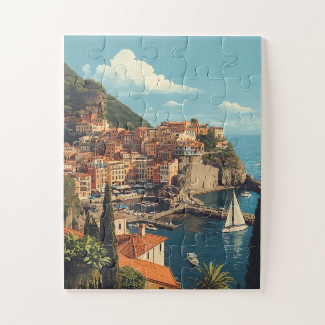 Puzzle Vintage Style Portofino Genova Italy (Vertical)