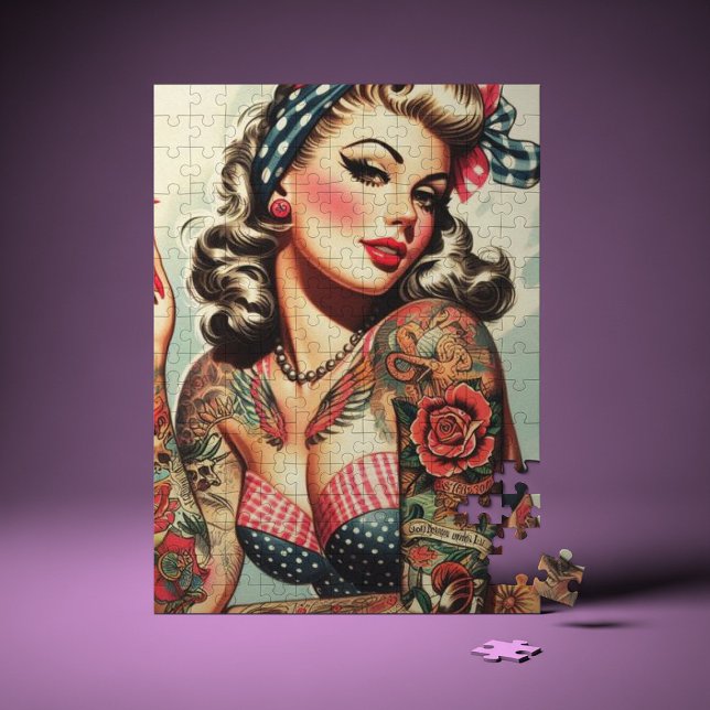 Puzzle Vintage Tattoo Old School Pin-up (Créateur téléchargé)