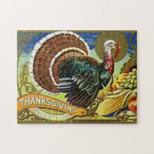 Puzzle Vintage Thanksgiving Turquie et automne Harvest