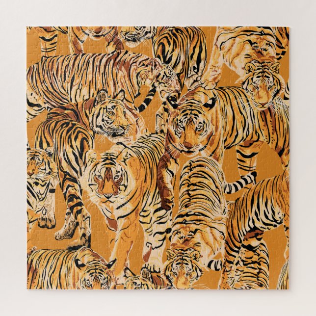 Puzzle Vintage Tiger Safari Motif de la faune (Vertical)