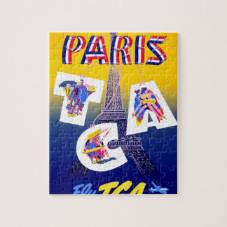 Puzzle Vintage Tour Eiffel Paris Air Travel Publicité