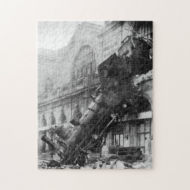 Puzzle Vintage train Crash noir et blanc (Vertical)