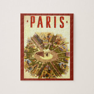 Puzzle Vintage Travel, Arc de Triomphe Paris France