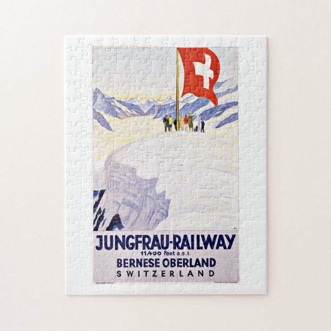 Puzzle Vintage Travel Switzerland By Jungfrau Railway (Vertical)