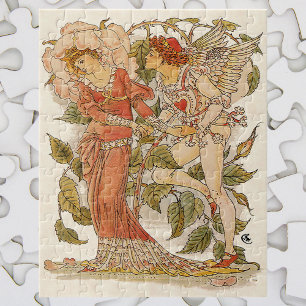 Puzzle Vintage Victorian Art, Rose by Walter Crane