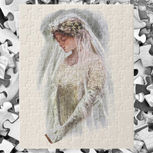 Puzzle Vintage Victorian Bride with Bible Harrison Fisher