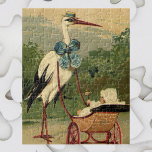 Puzzle Vintage Victorian Stork and Baby Carrie