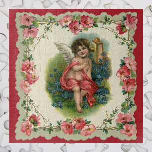 Puzzle Vintage victorien Saint-Valentin Chérubin au télép