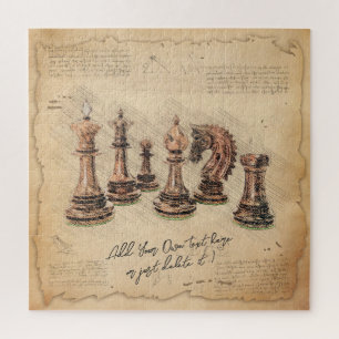 Puzzle Vintage Vieux Jeu d'échecs Pièces Art Joueur Cadea