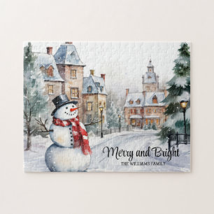 Puzzle Vintage Village de Noël Joyeux et lumineux