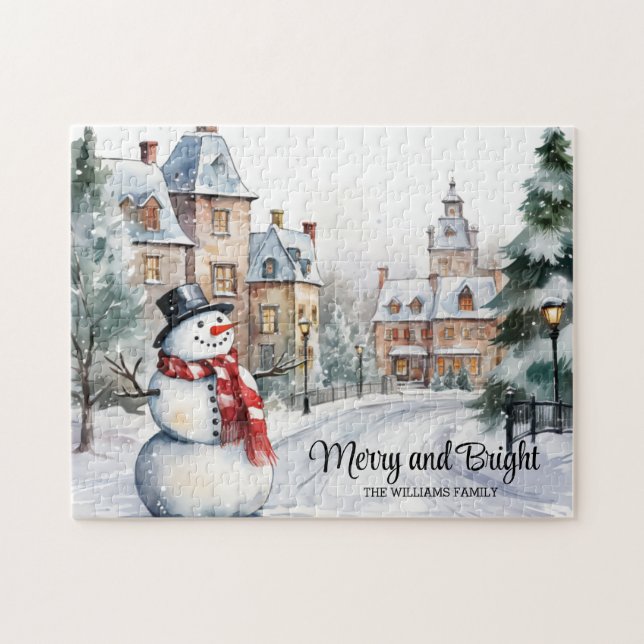 Puzzle Vintage Village de Noël Joyeux et lumineux (Horizontal)