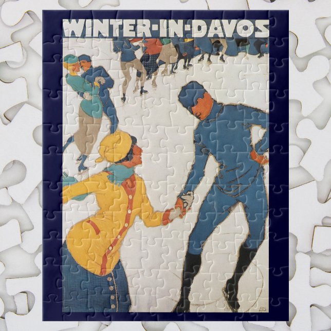 Puzzle Vintage voyage, Art Déco, Winter Davos Suisse (Créateur téléchargé)