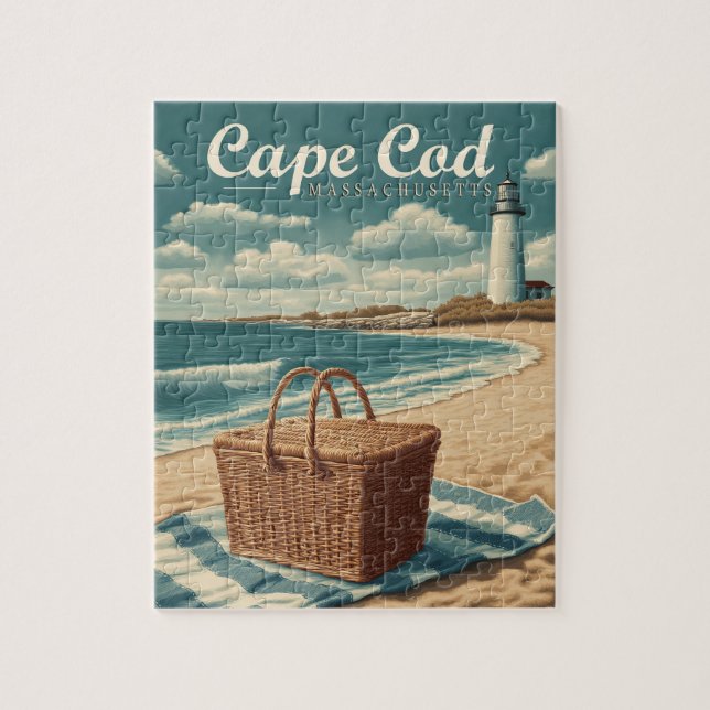 Puzzle Vintage voyage Cape Cod Massachusetts Beach Retro (Vertical)