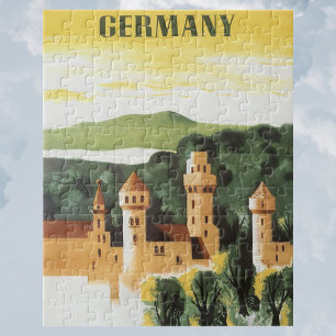 Puzzle Vintage voyage, Château allemand, Bavière Allemagn