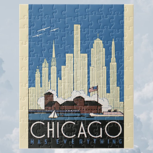 Puzzle Vintage voyage Chicago a tout City Skyline (Créateur téléchargé)