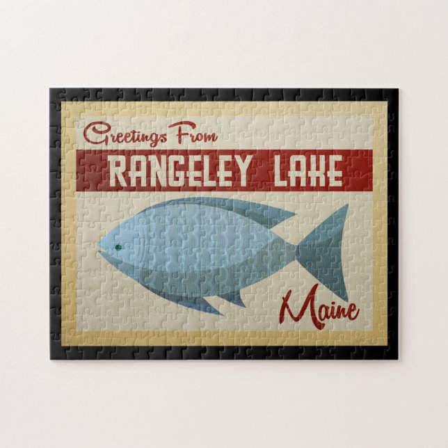 Puzzle Vintage voyage de poisson Rangeley Lake Maine (Horizontal)