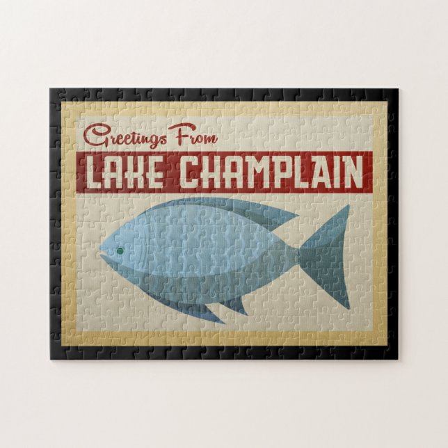 Puzzle Vintage voyage de poissons du lac Champlain (Horizontal)