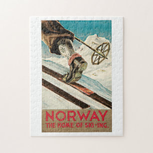 Puzzle Vintage voyage de sports de ski norvégien