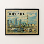 Puzzle Vintage voyage de Toronto Canada<br><div class="desc">Le design de Toronto Canada,  de style Vintage voyage,  offre une vue panoramique sur la tour du CN et la ville avec le port en face.</div>