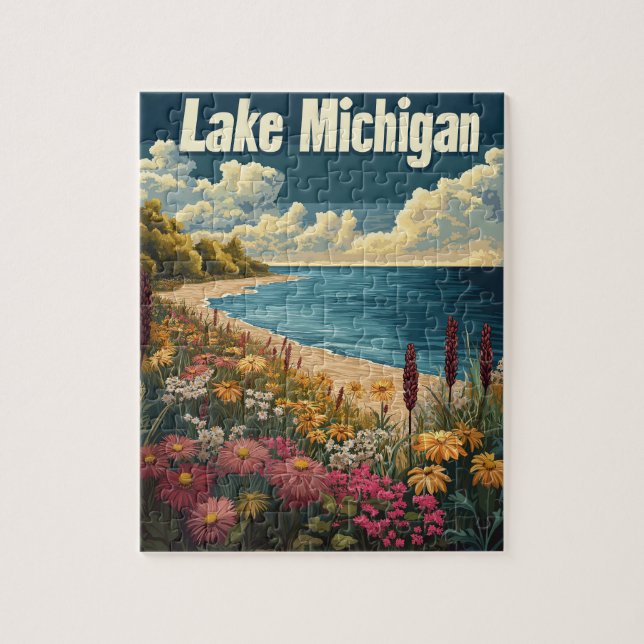 Puzzle Vintage voyage du lac Michigan (Vertical)