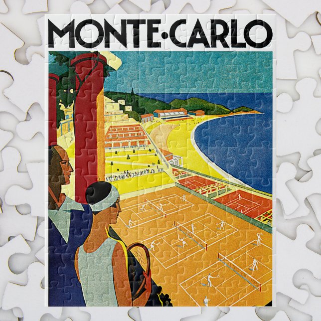 Puzzle Vintage voyage, Tennis, Sports, Monte Carlo Monaco (Créateur téléchargé)