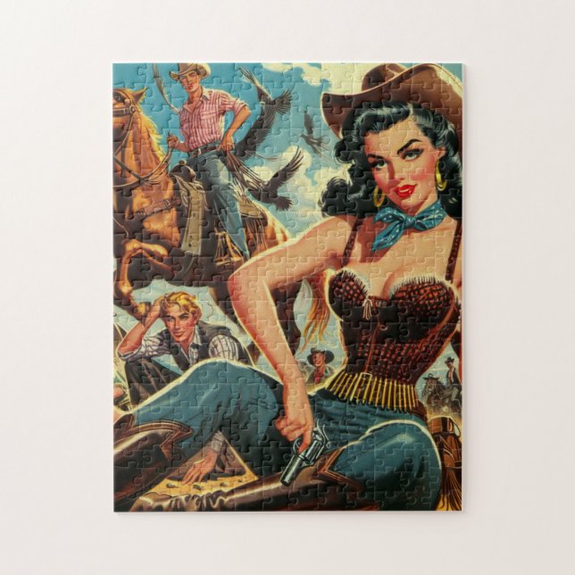 Puzzle Vintage Western Country Girl (Vertical)