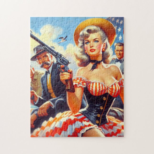 Puzzle Vintage Western Pulp Girl (Vertical)