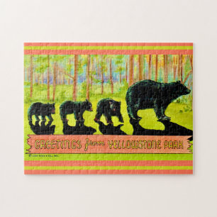 Puzzle Vintage Yellowstone Park Bears 11x14