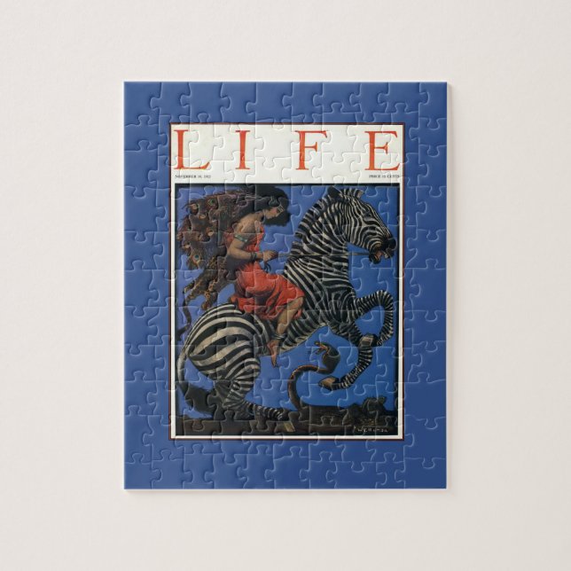 Puzzle Vintage Zebra avec Art Nouveau Femme Imprimer (Vertical)