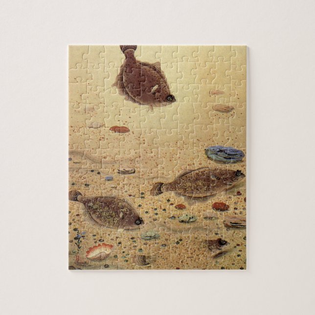Puzzle Vintages, Marine Ocean Life Poisson plat (Vertical)